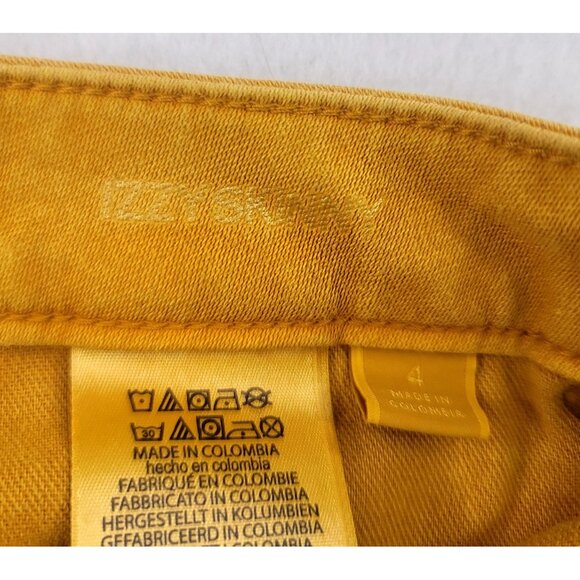 Michael Kors IZZY Jeans Y2K Mustard Gold Metal Logo Skinny Size 4 - Picture 6 of 10